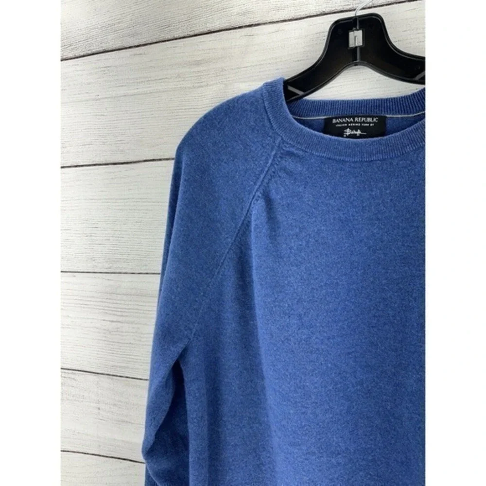 Banana Republic Sweater Blue X-Large Italian Merino Yarn By Baruffa Soft‎ Touch